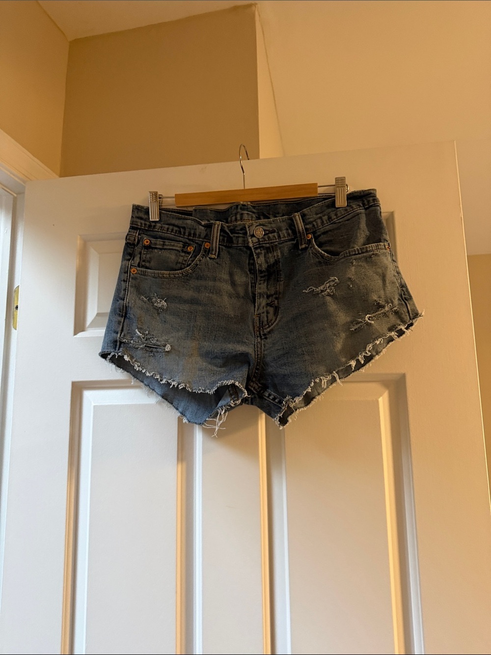 Levi's Distressed Cutoff Denim Shorts - Blue Wash